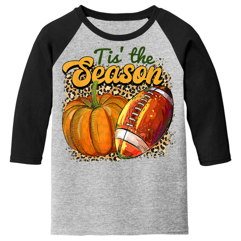 Tis The Season Leopard Pumpkin Football Autumn Thanksgiving Youth 3/4 Sleeve by Skunk | Artistshot