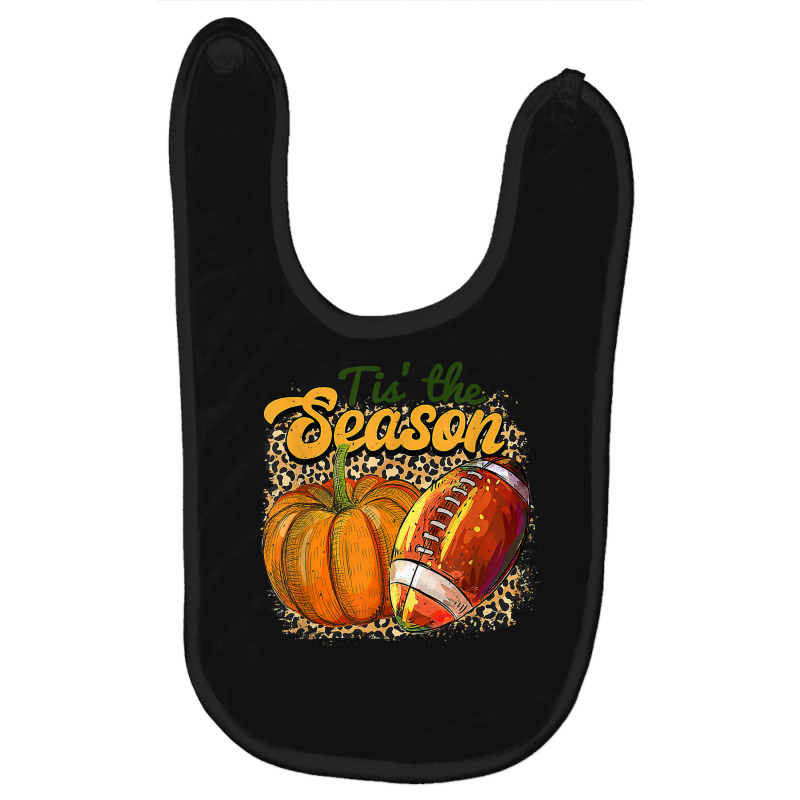 Tis The Season Leopard Pumpkin Football Autumn Thanksgiving Baby Bibs by Skunk | Artistshot