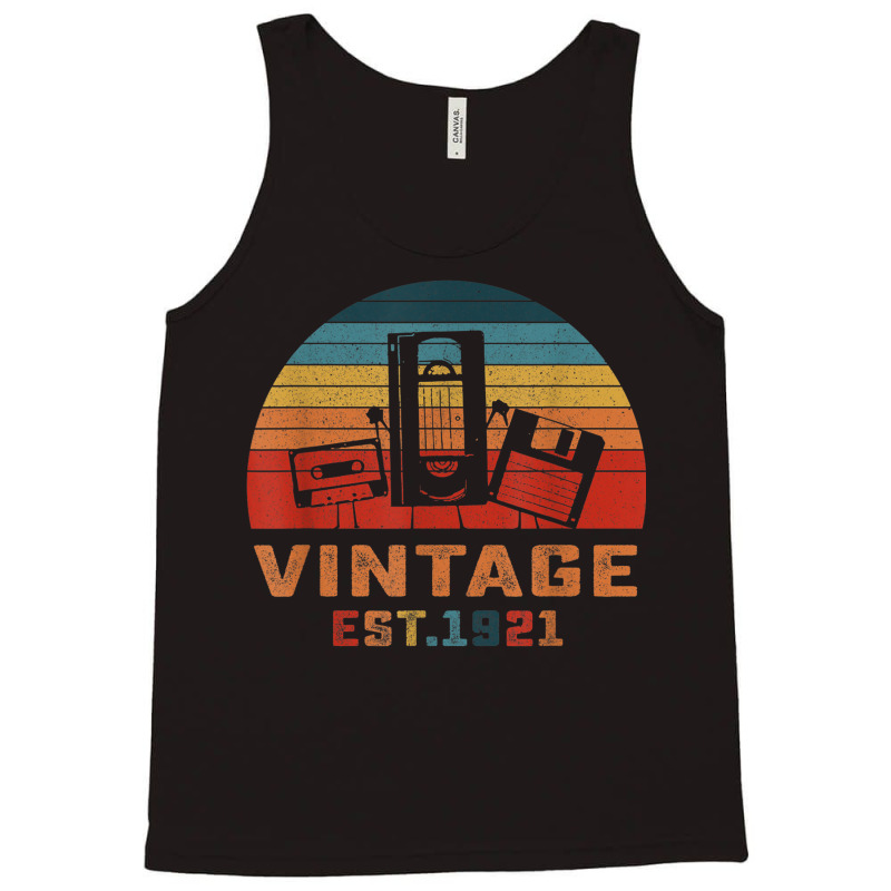 Vintage Est 1921 Cassette Tape Floppy Disk 101th Birthday Tank Top | Artistshot