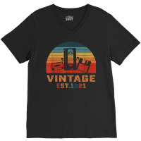 Vintage Est 1921 Cassette Tape Floppy Disk 101th Birthday V-neck Tee | Artistshot