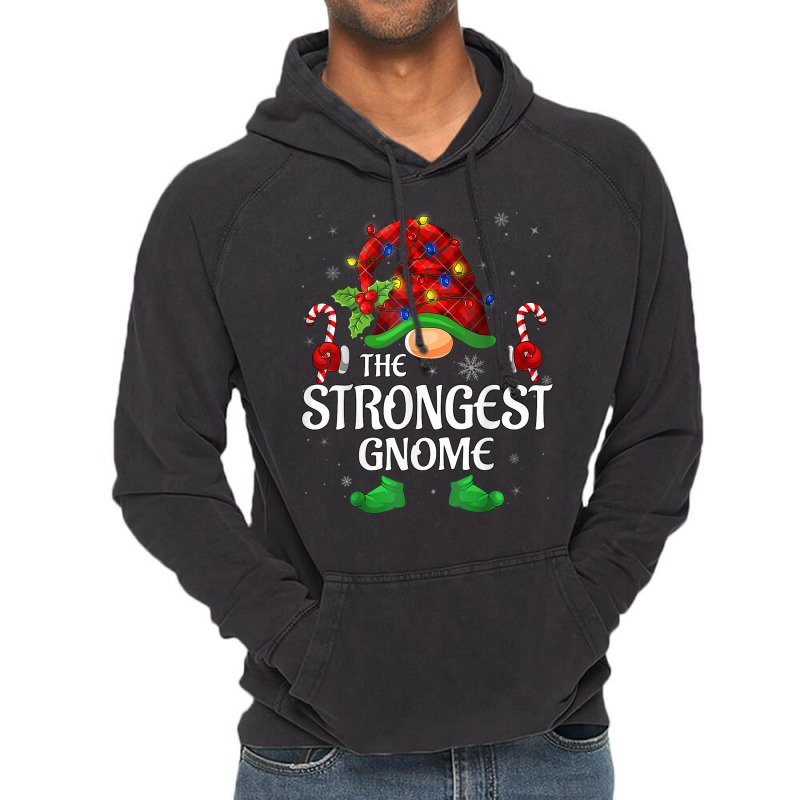 Strongest Gnome Buffalo Red Plaid Matching Family Christmas Vintage Hoodie | Artistshot