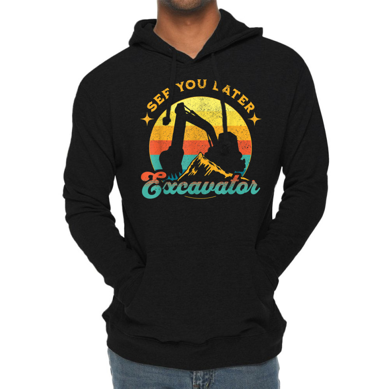 See You Later Excavator Retro Boy Kids Lightweight Hoodie | Artistshot