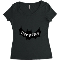 Stay Spooky Bat Cool Happy Halloween Gift Women's Triblend Scoop T-shirt | Artistshot