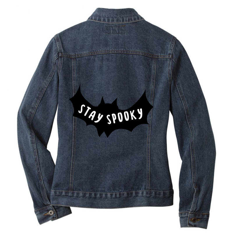 Stay Spooky Bat Cool Happy Halloween Gift Ladies Denim Jacket by Crowley Tidwell | Artistshot