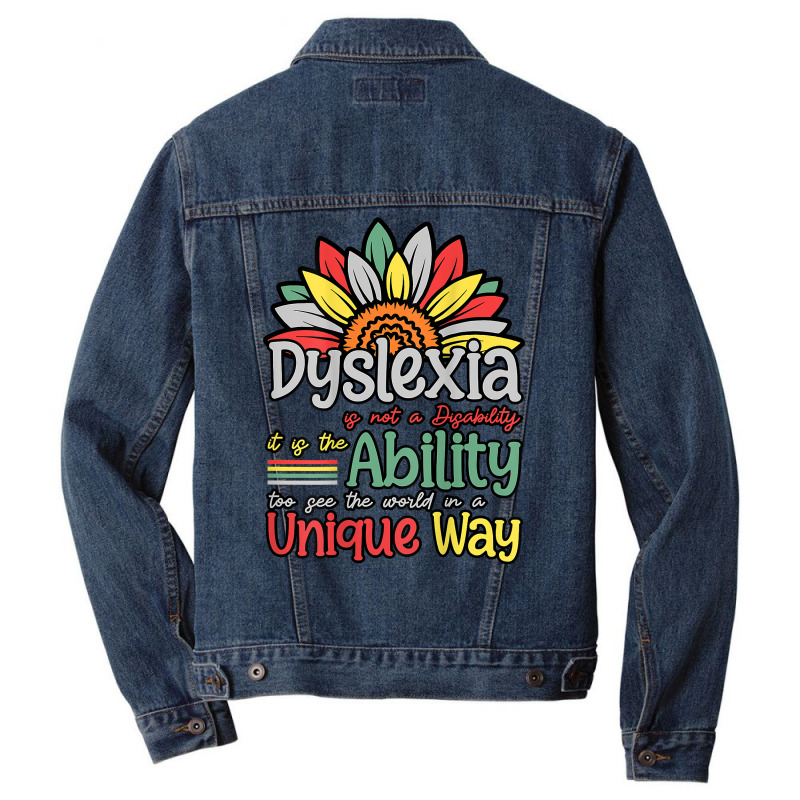 Dyslexia Is Not Disability Dyslexia Awareness Silver Ribbon T Shirt Men Denim Jacket by cm-arts | Artistshot