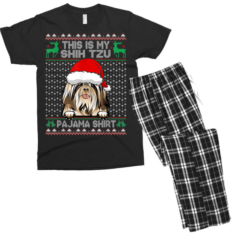 This Is My Christmas Pajama Shirt Shih Tzu Santa Men's T-shirt Pajama Set | Artistshot