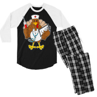 Thanksgiving Scrub Tops Women Turkey Nurse Holiday Nursing Men's 3/4 Sleeve Pajama Set | Artistshot