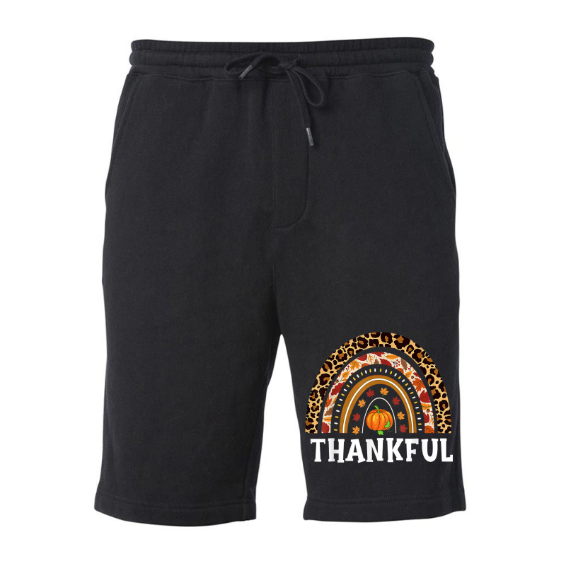 Thanksgiving Thankful Leopard Rainbow Autumn Fall Pumpkin Fleece Short | Artistshot