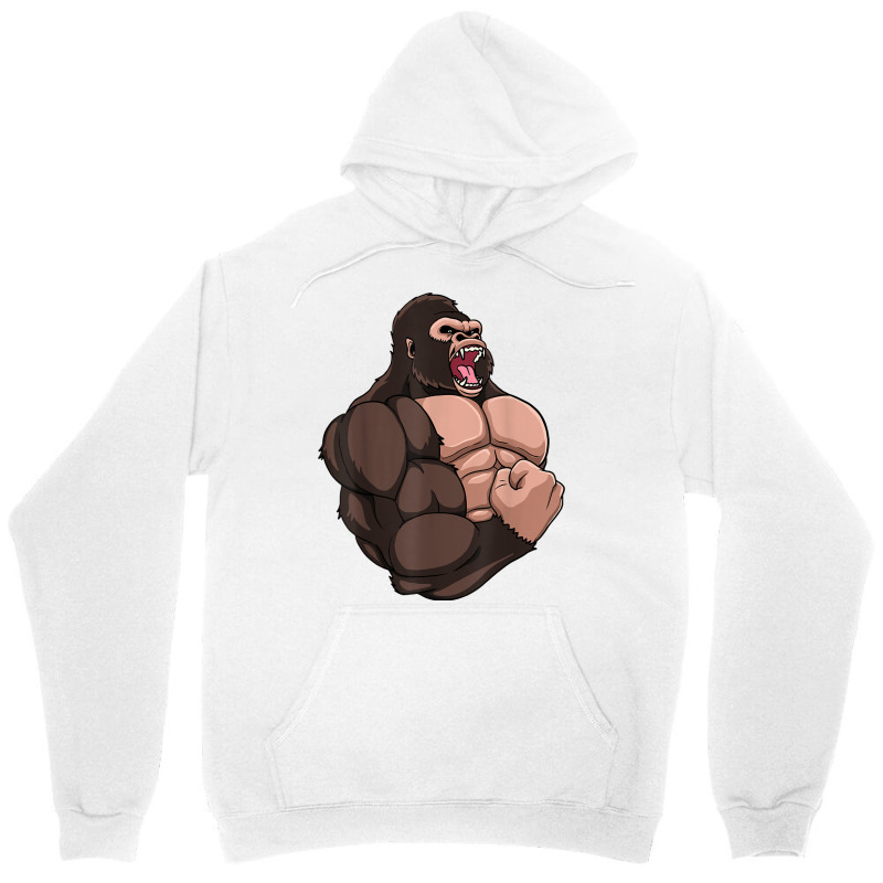 Gym Gorilla Muscular Trainer Bulking Building Ape Work Out T Shirt Unisex Hoodie by cm-arts | Artistshot