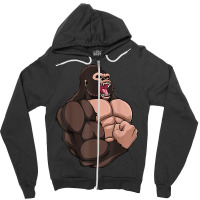 Gym Gorilla Muscular Trainer Bulking Building Ape Work Out T Shirt Zipper Hoodie | Artistshot