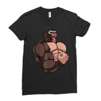 Gym Gorilla Muscular Trainer Bulking Building Ape Work Out T Shirt Ladies Fitted T-shirt | Artistshot