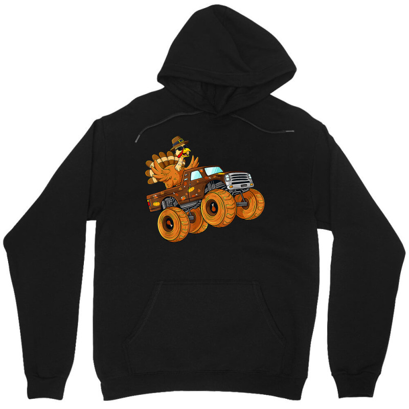 Thanksgiving Turkey Riding Monster Truck Boys Kids Unisex Hoodie | Artistshot