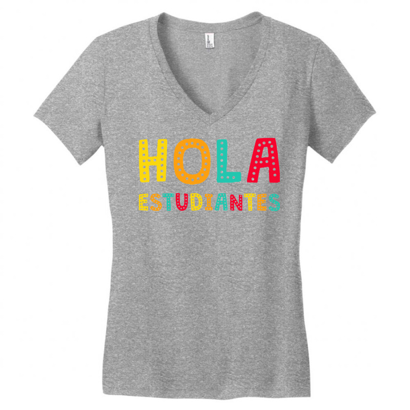 Maestra Bilingual Regalos Spanish Teacher Hola Estudiantes Long Sleeve Women's V-Neck T-Shirt by qubujasaelae | Artistshot