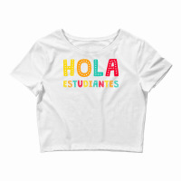 Maestra Bilingual Regalos Spanish Teacher Hola Estudiantes Long Sleeve Crop Top | Artistshot