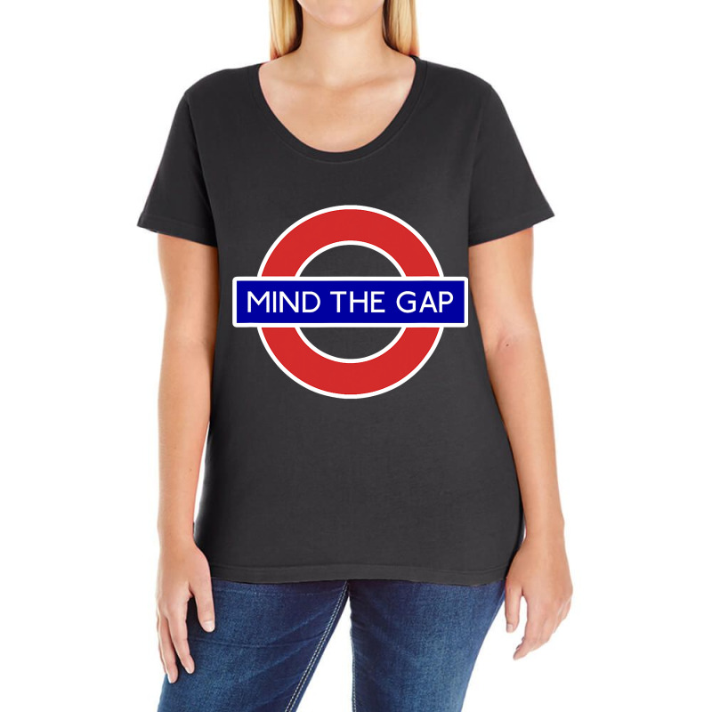 London Souvenir Mind The Gap Underground Tube Ladies Curvy T-Shirt by cm-arts | Artistshot