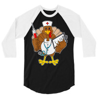 Thanksgiving Scrub Tops Women Turkey Nurse Holiday Nursing 3/4 Sleeve Shirt | Artistshot