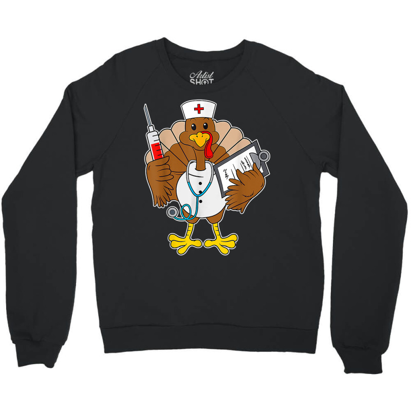 Thanksgiving Scrub Tops Women Turkey Nurse Holiday Nursing Crewneck Sweatshirt | Artistshot