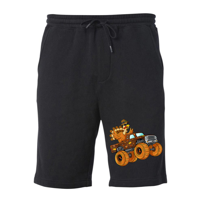 Thanksgiving Turkey Riding Monster Truck Boys Kids Fleece Short | Artistshot