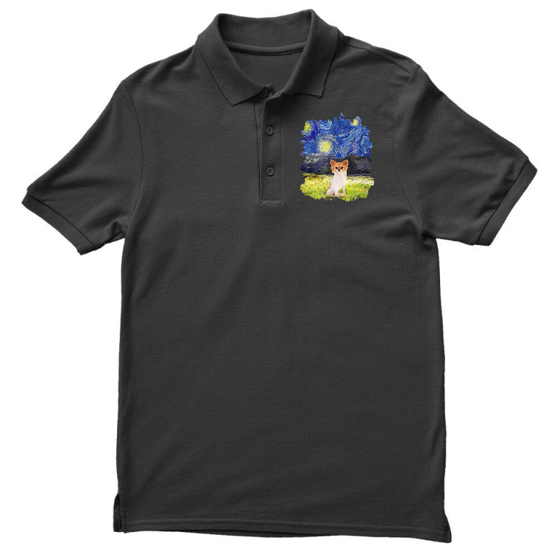 Starry Night Impressionist   Dog Art Chihuahua Men's Polo Shirt | Artistshot