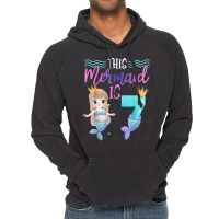 This Mermaid Is 7 Year Old 8th Birthday Girl Daughter Vintage Hoodie | Artistshot