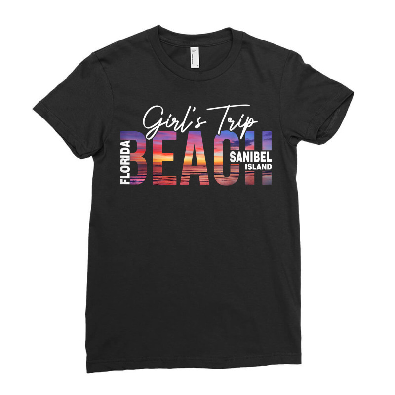 Sanibel Island Palm Trees Beach Florida Matching Girls Trip T Shirt Ladies Fitted T-Shirt by puetzee | Artistshot