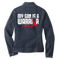 My Son Is A Warrior Sickle Cell Anemia Awareness Red Ribbon T Shirt Ladies Denim Jacket | Artistshot