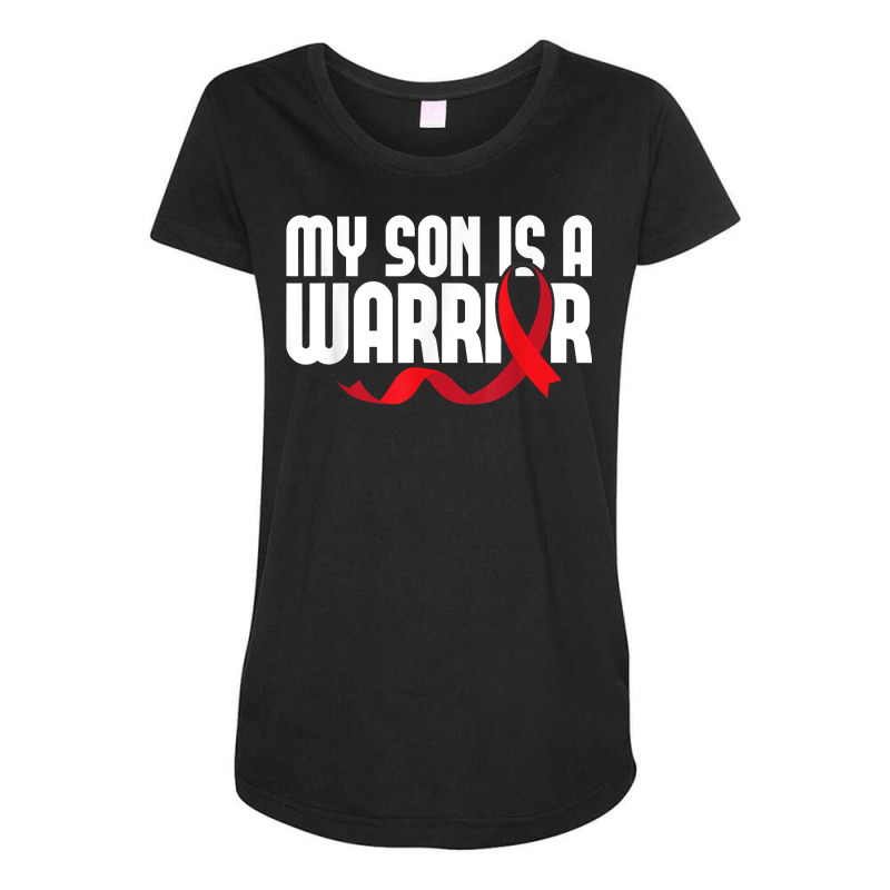 My Son Is A Warrior Sickle Cell Anemia Awareness Red Ribbon T Shirt Maternity Scoop Neck T-shirt by qubujasaelae | Artistshot