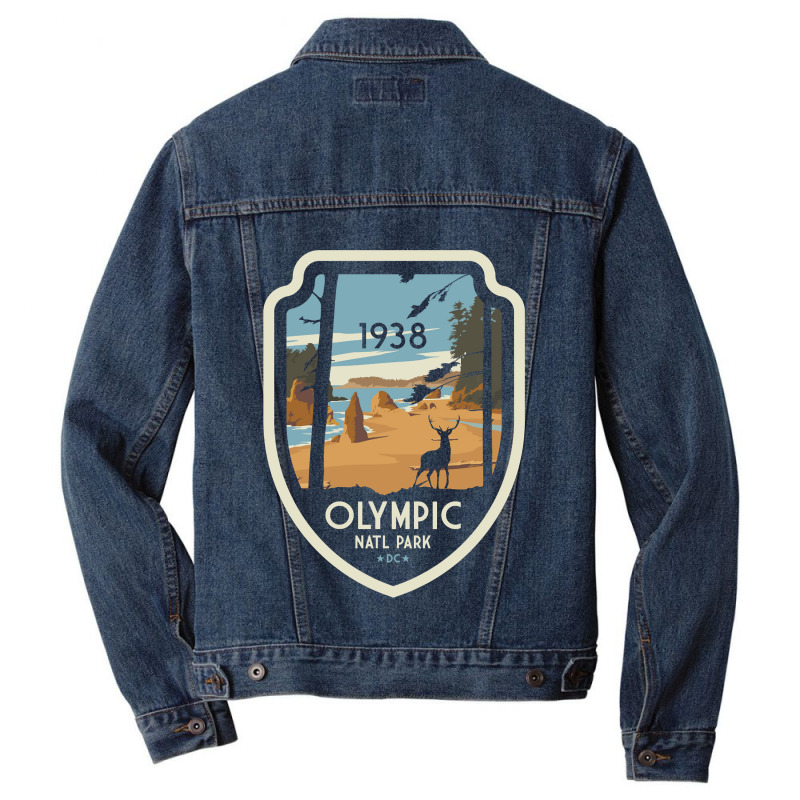 Washington Olympic National Park Retro Vintage Design Gift Men Denim Jacket | Artistshot