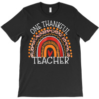 Teacher Thanksgiving Leopard Rainbow One Thankful Teacher T-shirt | Artistshot