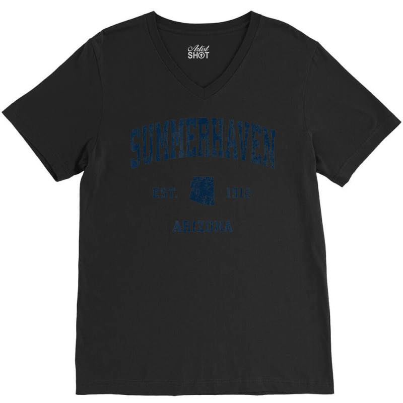 Summerhaven Arizona Az Vintage Athletic Navy Sports Design V-neck Tee | Artistshot