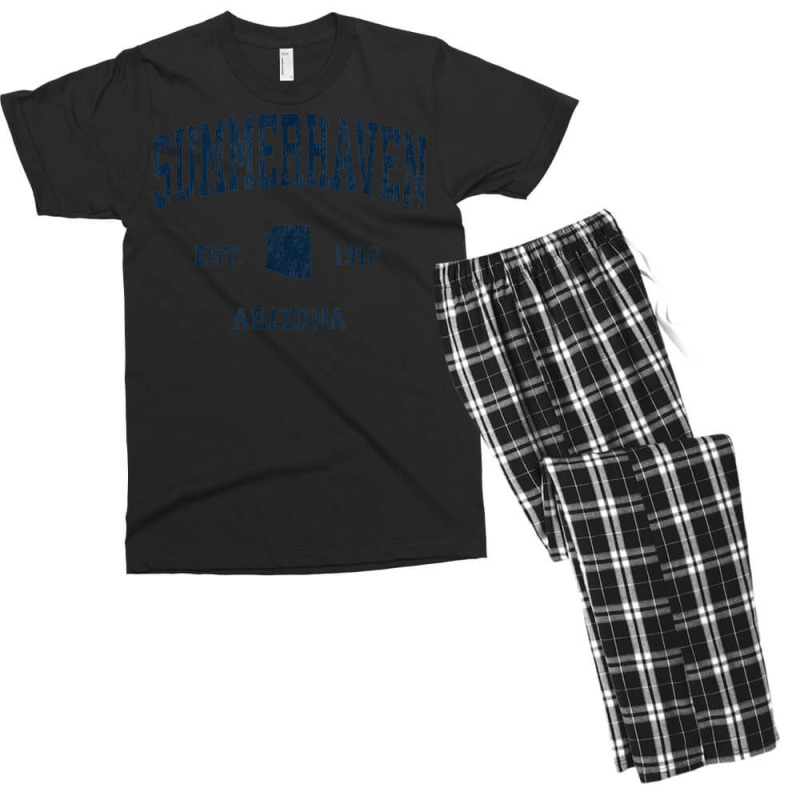 Summerhaven Arizona Az Vintage Athletic Navy Sports Design Men's T-shirt Pajama Set | Artistshot