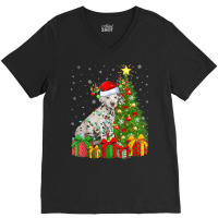 Xmas Holiday Lights Santa Dalmatian Dog Christmas Tree V-neck Tee | Artistshot