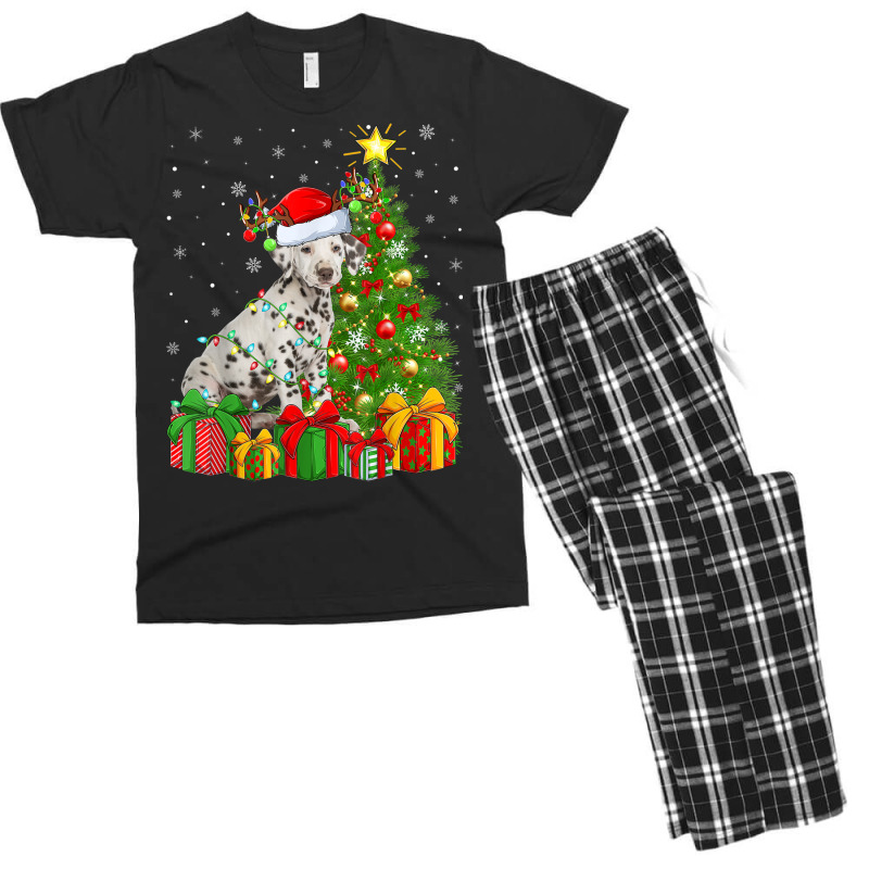 Xmas Holiday Lights Santa Dalmatian Dog Christmas Tree Men's T-shirt Pajama Set | Artistshot