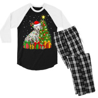 Xmas Holiday Lights Santa Dalmatian Dog Christmas Tree Men's 3/4 Sleeve Pajama Set | Artistshot