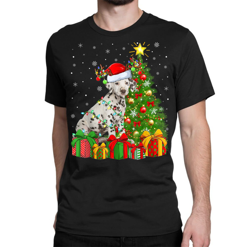 Xmas Holiday Lights Santa Dalmatian Dog Christmas Tree Classic T-shirt | Artistshot