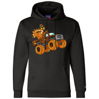 Thanksgiving Turkey Riding Monster Truck Boys Kids Champion Hoodie | Artistshot