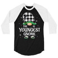 Youngest Gnome Buffalo Plaid Christmas Matching Family Group 3/4 Sleeve Shirt | Artistshot