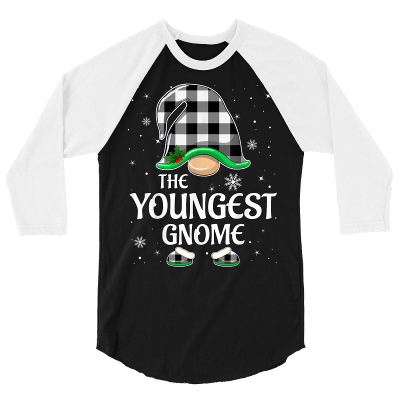 Youngest Gnome Buffalo Plaid Christmas Matching Family Group 3/4 Sleeve Shirt | Artistshot