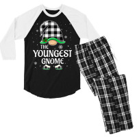 Youngest Gnome Buffalo Plaid Christmas Matching Family Group Men's 3/4 Sleeve Pajama Set | Artistshot