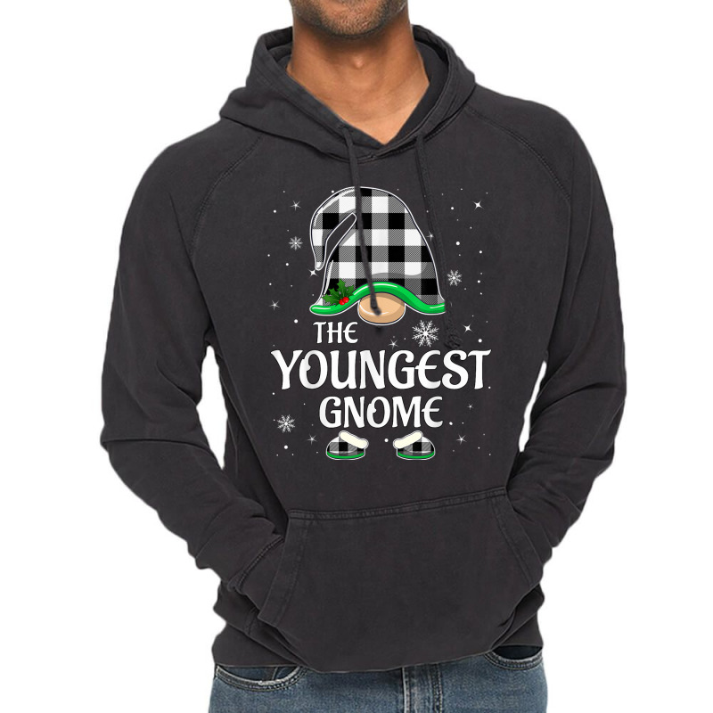 Youngest Gnome Buffalo Plaid Christmas Matching Family Group Vintage Hoodie | Artistshot