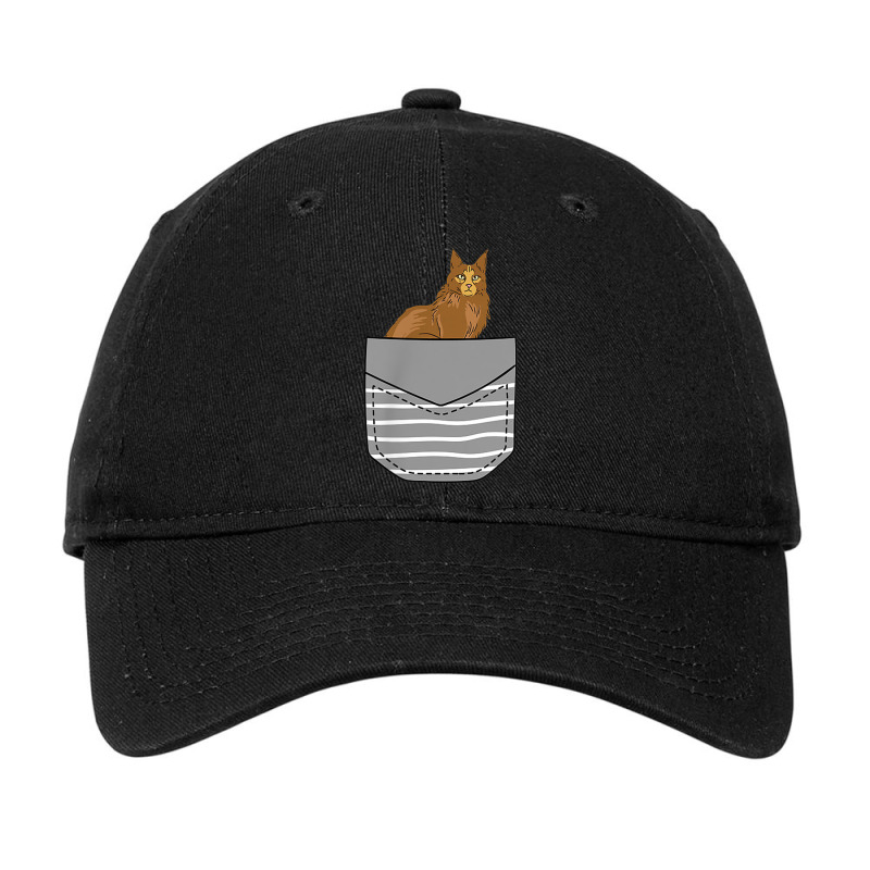 Cat Sitting Maine Coon In Pocket Adjustable Cap | Artistshot