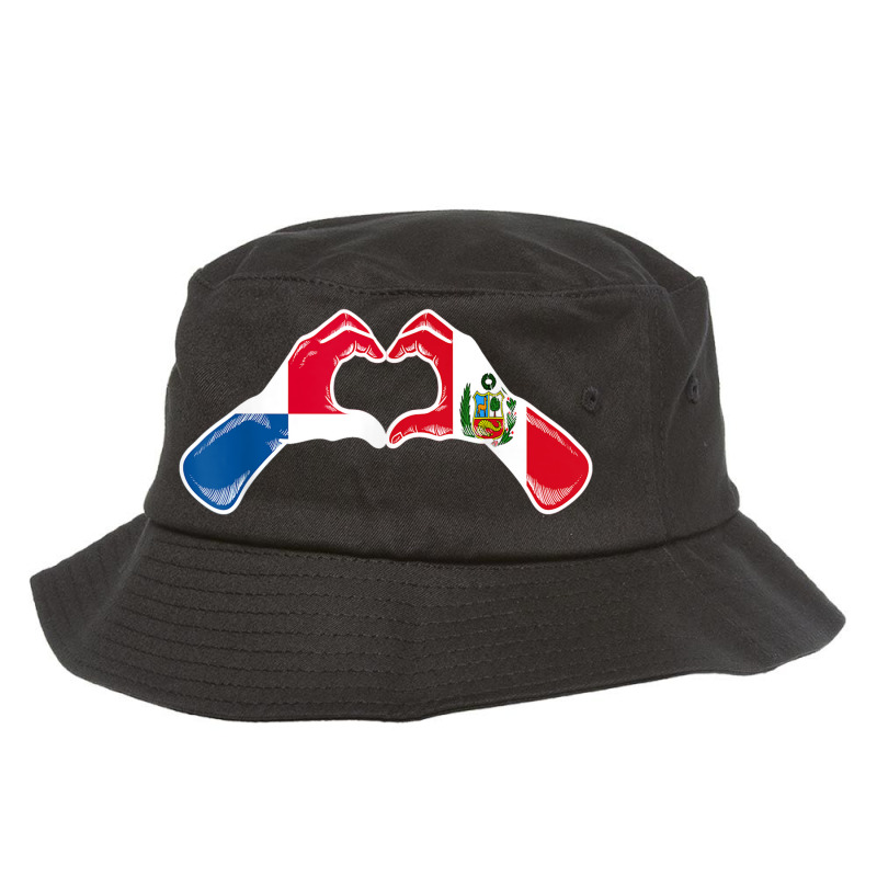 Peru Panama Flag Peruvian Panamanian Heart Bucket Hat by Skunk | Artistshot