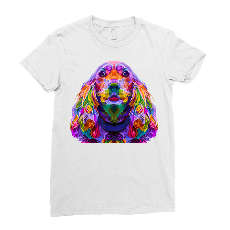 English Cocker Spaniel Pop Art Portrait Dog Owner T Shirt Ladies Fitted T-Shirt by cm-arts | Artistshot