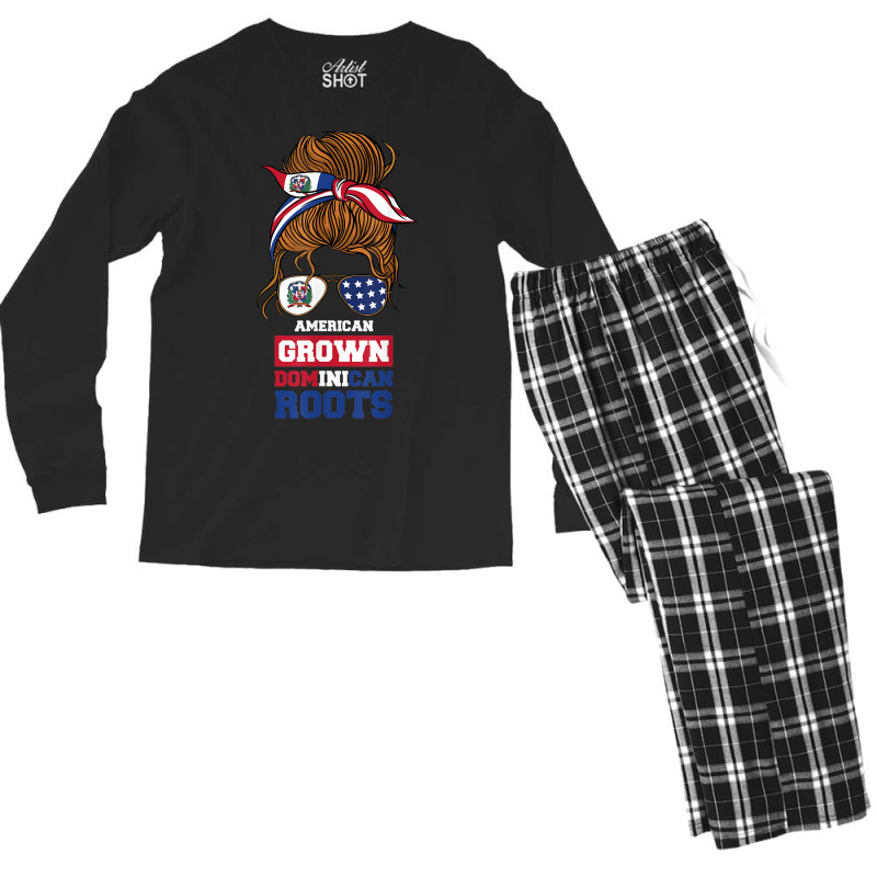 American Grown Dominican Roots Usa Dominican Republic Men's Long Sleeve Pajama Set by Queenie | Artistshot