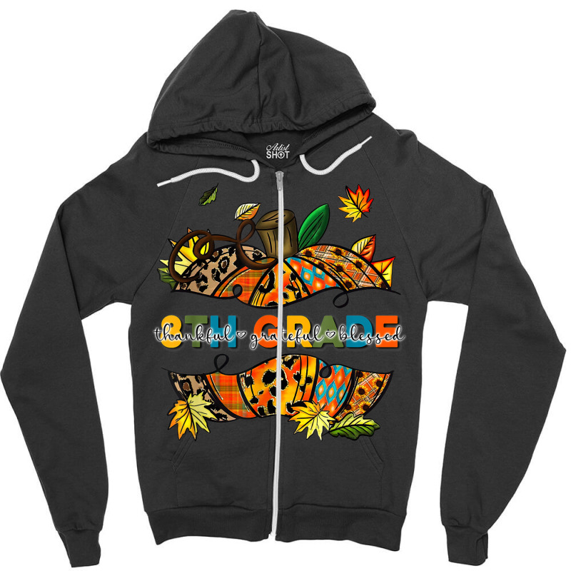 Halloween Teacher Funny 8th Grade Graphic Pumpkin Cute Retro Zipper Hoodie | Artistshot