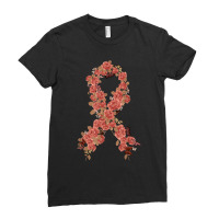 Peach Ribbon Uterine Endometrial Cancer Awareness Ladies Fitted T-shirt | Artistshot