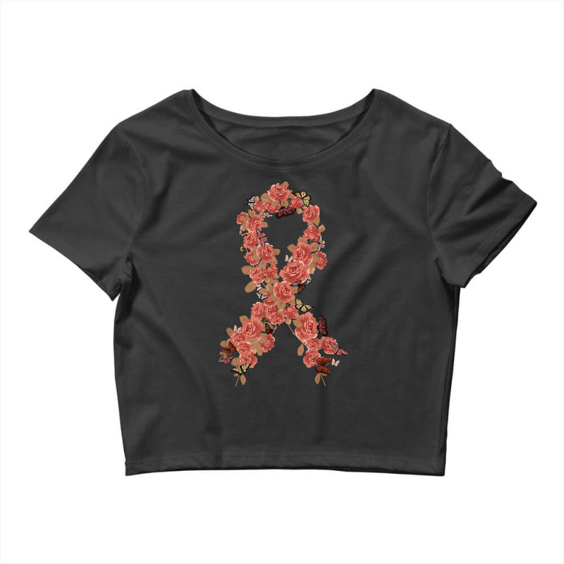 Peach Ribbon Uterine Endometrial Cancer Awareness Crop Top by KellyStella | Artistshot