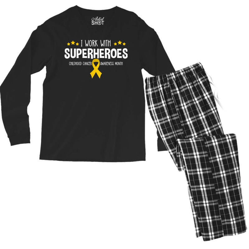 Pediatric Oncology Rn Nurse Oncologist Ribbon Men's Long Sleeve Pajama Set by KellyStella | Artistshot