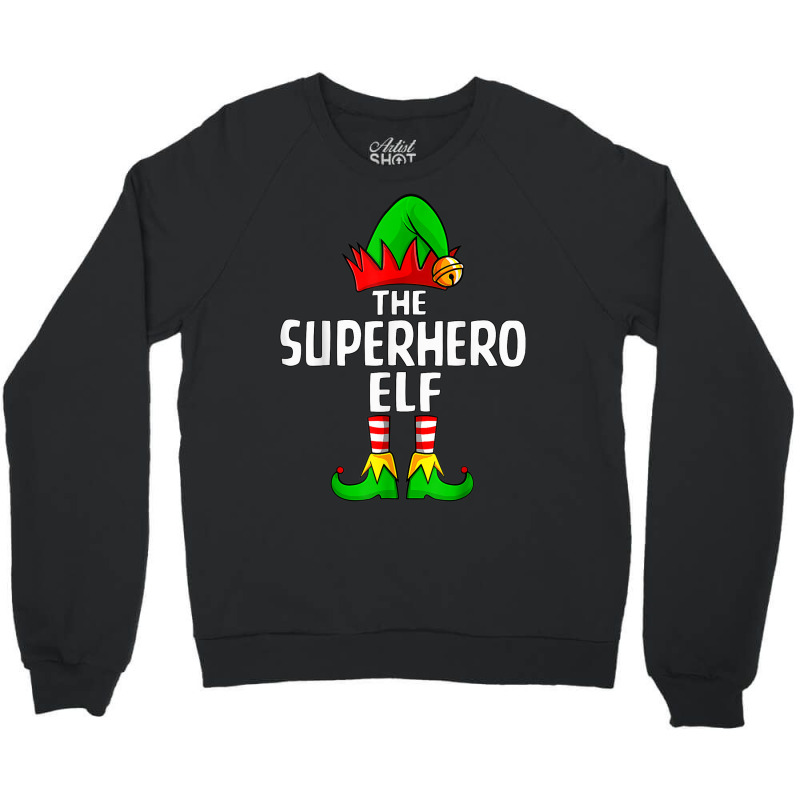 Superhero Elf Matching Family Group Christmas Party Pajama Crewneck Sweatshirt | Artistshot