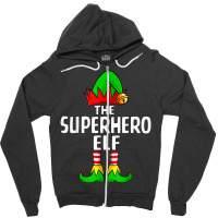 Superhero Elf Matching Family Group Christmas Party Pajama Zipper Hoodie | Artistshot